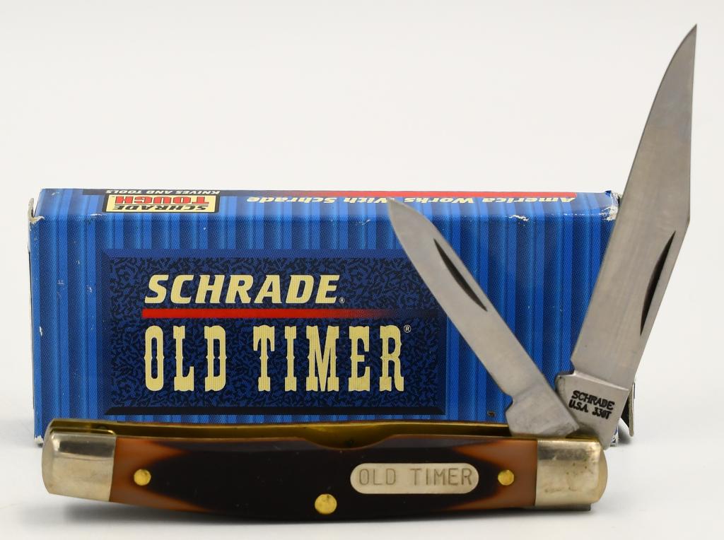 Schrade Old Timer "Middleman Jack" Folding Knife: Schrade Old Timer "Middleman Jack" Folding Knife, 2.5" Plain Clip and Spey Point Silver Finish 7Cr17 High Carbon Stainless Steel Blade Delrin Handle Schrade Knives has a long and rich history of provi
