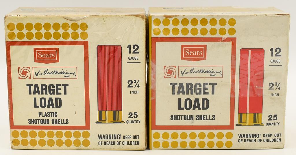 2 Collector Boxes Of 50 Rds Sears Target Load 12: Ga; 2 Collector Boxes Of 50 Rds Sears Target Load 12 Ga Shotshells, 6 Shot & 8 Shot Shotshells, Both Boxes Appear In Excellent Condition & Come Cellophane Wrapped