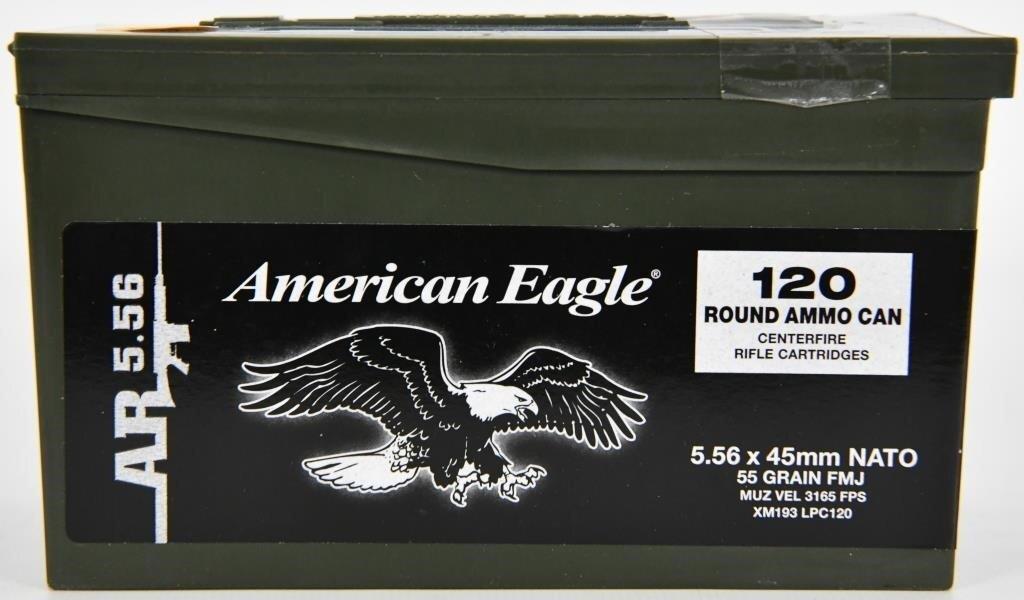 120 Rounds Of American Eagle AR 5.56 Nato Ammo: 120 Rounds Of American Eagle AR 5.56 Nato Ammo 55 GR FMJ Muz Vel In Mini Plastic Ammo Container