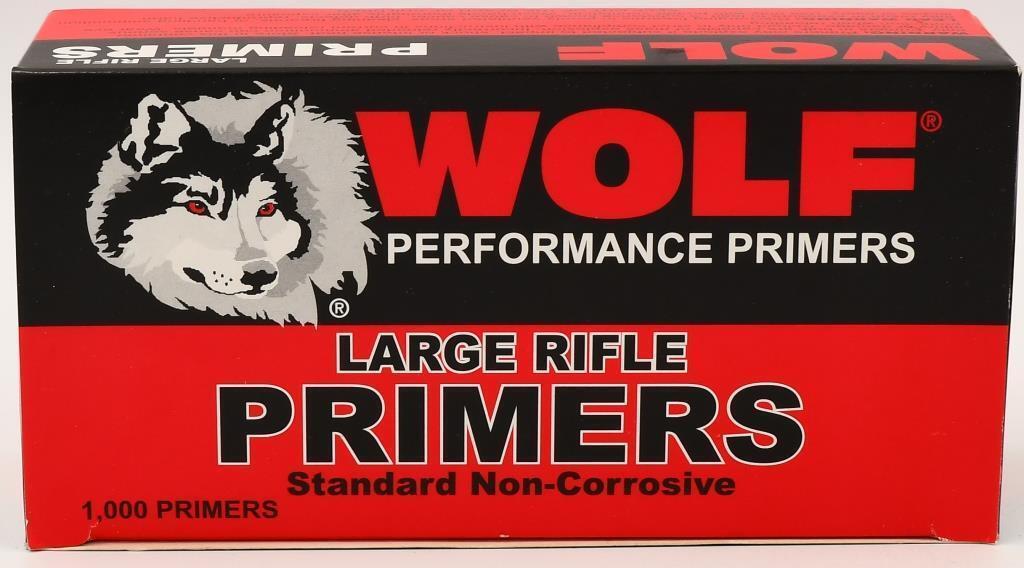 1000 Count Of Wolf Large Rifle Standard Primers: 1000 Count Of Wolf Large Rifle Standard Primers, Non Corrosive, New In Box, 1000 Count ,