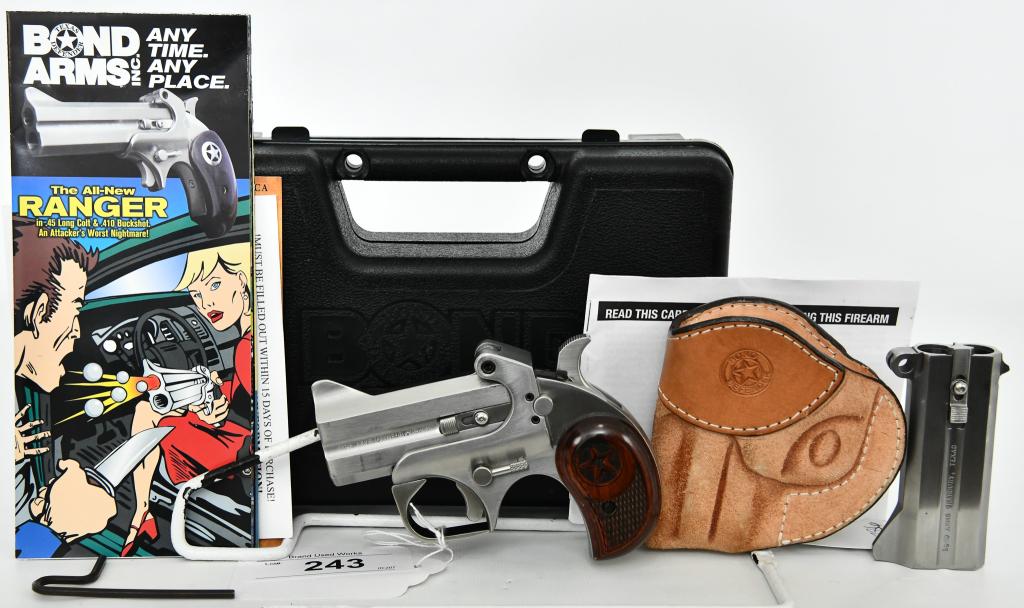 Bond Arms Century 2000 Defender Derringer .357/.45: Up Next We Have a Bond Arms Century 2000 Defender Derringer Handgun That Comes With Two Barrels, One Chambered For .410 Bore or .45 Long Colt, The Other is Chambered For .357 or .38, 3.5" Barrels, 2 R