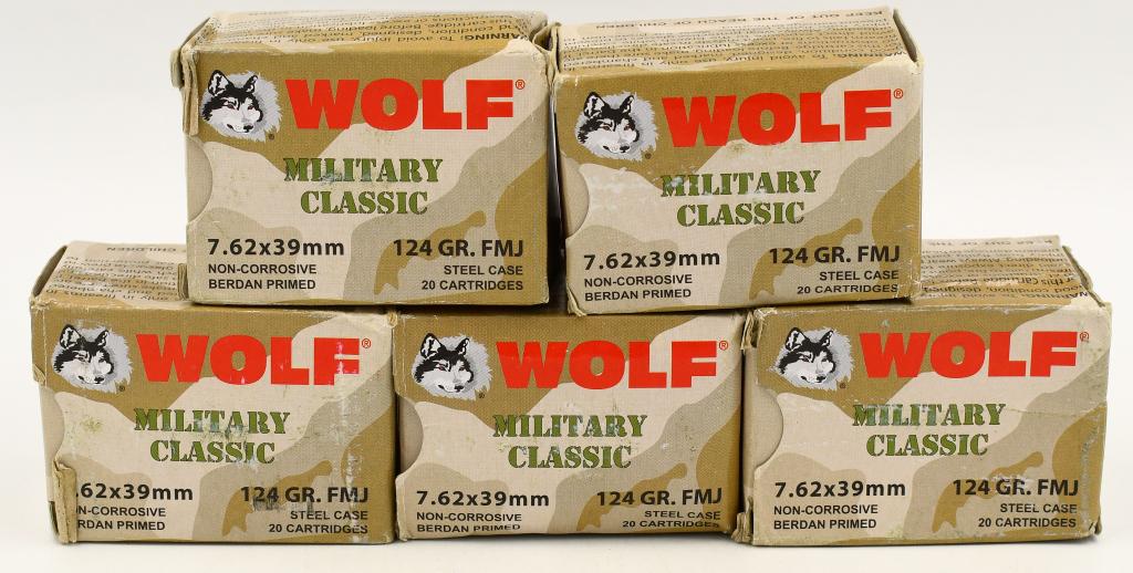 100 Rds Of Wolf Military Classic 7.62x39mm Ammo: 100 Rds Of Wolf Military Classic 7.62x39mm Ammo 123 Grain Bi-Metal FMJ Steel Cased 2330 fps Wolf Military Classic ammunition is a mil-spec ammo which is excellent choice for a high volume shooter, del