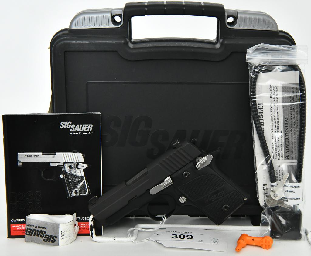 SIG Sauer P938 Nightmare Semi Auto Pistol 9MM: Up Next We Have a SIG Sauer P938 Nightmare Semi Automatic Pistol Chambered in 9mm, 3" Barrel, One 6 Round Magazine, Blackwood Custom Grips, Nitron Finish, and Comes in The Factory Box With Lock and Pa
