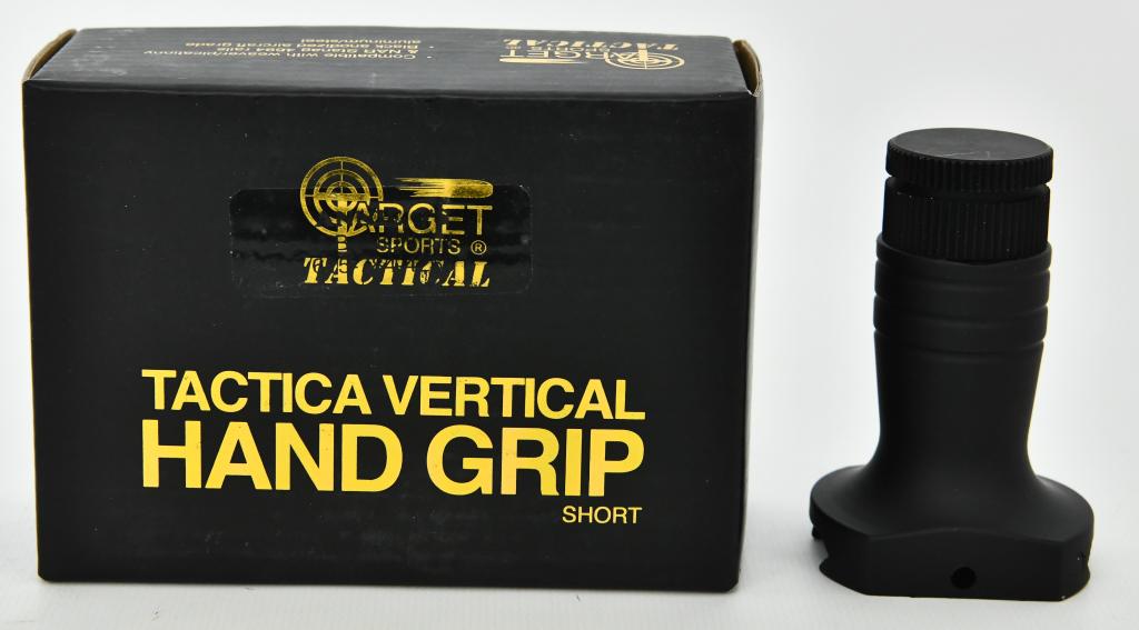Target Sports Tactical Vertical Grip 3" BLK Polymr: Target Sports Tactical Vertical Grip 3" BLK Polymer; New in box; compatible with Weaver/picatinny & NAR Stanag 4694 rails, black anodized aircraft grade aluminum/steel