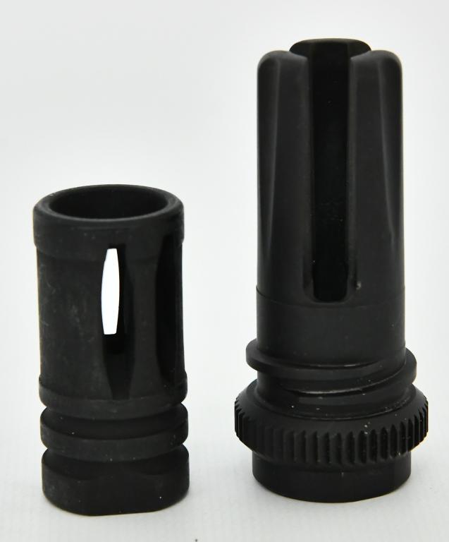 Lot of 2 Flash hiders various for assault Rifle: lot of 2 Flash hiders black anodized material, rugged and heavy duty