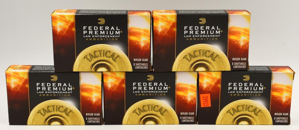 25 Rds Federal 12 Ga Law Enforcement Shotshells: 25 Rds Federal 12 Ga Law Enforcement Shotshells, Rifled Slugs, 2 3/4" 1 Oz Maximum Hydra Shok, Hollow Point Rifled Slug Shotshells, Low Recoil , Law Enforcement Use Shotshells