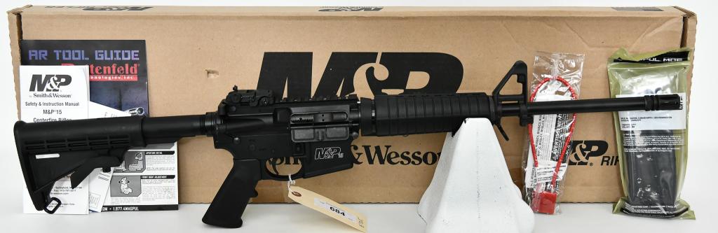 Brand New S&W M&P15 Sport II AR-15 Semi Auto 5.56: Up Next We Have a Brand New Smith & Wesson M&P15 Sport II AR-15 Semi Auto Rifle Chambered in 5.56 NATO, 16" Barrel, 6 Position Stock, A2 Front Sight With Bayonet Lug, Polymer Handguard, and Comes in T