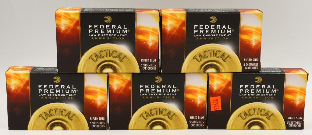 25 Rds Federal 12 Ga Law Enforcement Shotshells: 25 Rds Federal 12 Ga Law Enforcement Shotshells, Rifled Slugs, 2 3/4" 1 Oz Maximum Hydra Shok, Hollow Point Rifled Slug Shotshells, Low Recoil , Law Enforcement Use Shotshells