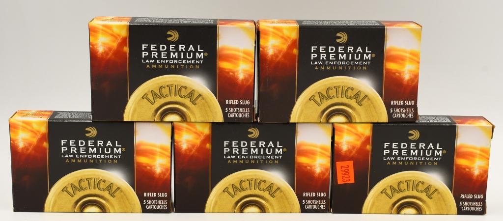 25 Rds Federal 12 Ga Law Enforcement Shotshells: 25 Rds Federal 12 Ga Law Enforcement Shotshells, Rifled Slugs, 2 3/4" 1 Oz Maximum Hydra Shok, Hollow Point Rifled Slug Shotshells, Low Recoil , Law Enforcement Use Shotshells