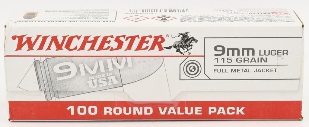 100 Rounds Of Winchester USA 9mm Luger Ammo: 100 Rounds Of Winchester USA 9mm Luger Ammunition 115 Grain Full Metal Jacket Winchester USA ammunition was developed to provide excellent performance at an affordable price for the high volume shoote