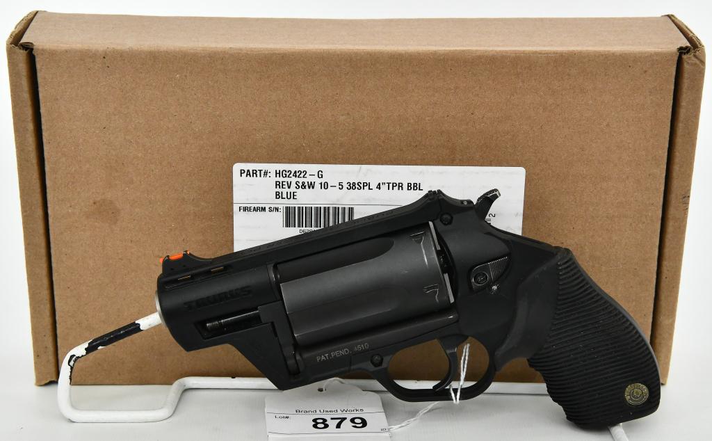 Taurus Public Defender Poly The Judge .410/.45 LC: Up Next We Have a Taurus Judge Public Defender Polymer Chambered in .45 Long Colt/.410 Bore, DA Revolver, 2" Barrel, 2.5" Chamber, 5 Rounds, Fiber Optic Front Sight, Taurus Ribber Grip Black. Overall 