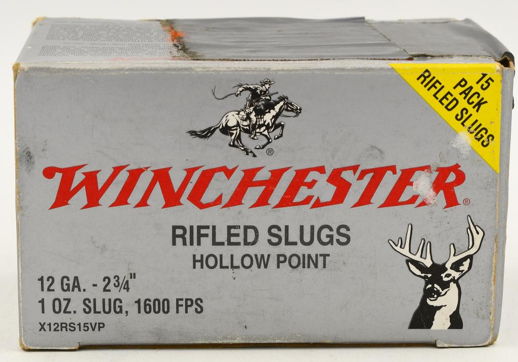 15 Rounds Of Winchester 12 Ga Rifled Slugs: 15 Rounds Of Winchester 12 Ga Rifled Slugs, 2 3/4" 1 Oz Slugs, 1600 FPS, Winchester Rifled Hollow Point Shotshells Made In USA