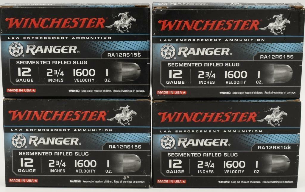 20 Rounds Of Winchester 12 Ga Rifled Slug: 20 Rounds Of Winchester 12 Ga Rifled Slug Shotshells, Law Enforcement Ammunition, 2 3/4" 1600 Velocity 1 Oz Slug, Made In USA Segmented Rifled Slug Ammunition,