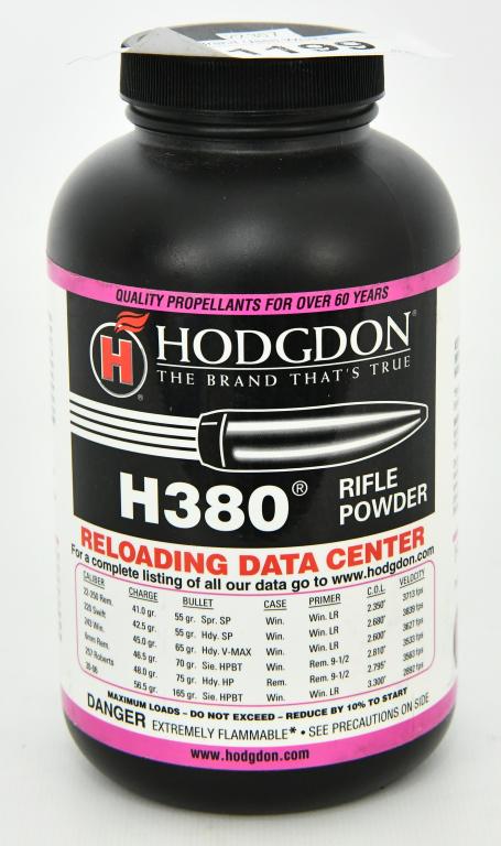 Hodgdon H380 Spherical Rifle Powder 1 lbs: Hodgdon H380 Spherical Rifle Powder 1 lbs; When Hodgdon H380 Spherical Rifle Powder was originally used by the company founder, Bruce Hodgdon, it had no name. When one-hole groups were produced from h