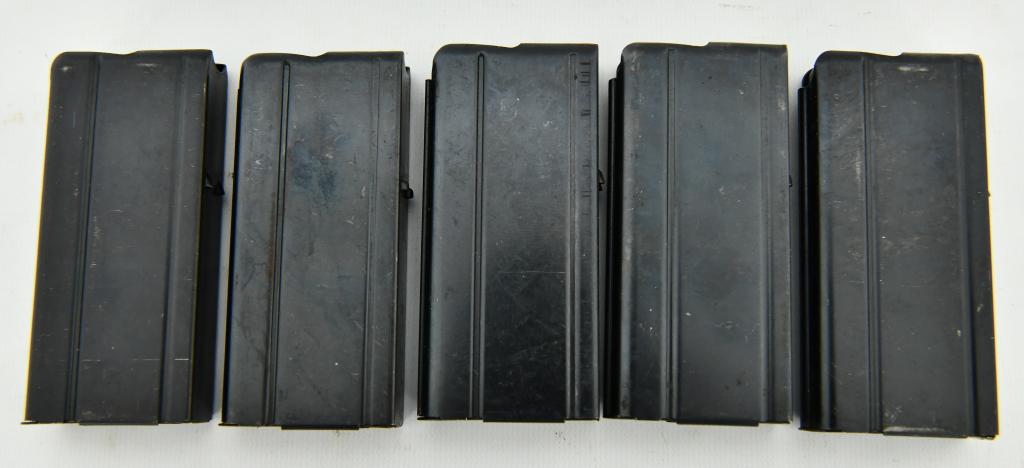 Lot of 5 15 Round .30 Carbine Magazines: Lot of 5 15 Round .30 Carbine Magazines, Metal Magazines , Matte Black Color, Unmarked 15 Round Capacity , .30 Caliber Mags, "Please Know Your State Law Before Bidding On High Capacity Magazines" Mark