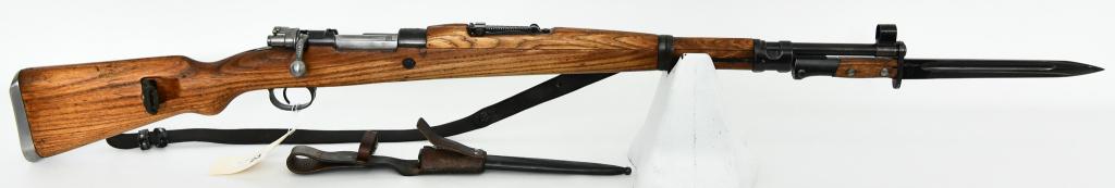 Excellent Yugo Zastava M48A Mauser Rifle 1944 8MM: Up Next We Have an Excellent Yugoslavian Zastava M48A Mauser Rifle Dated 1944, Comes With Leather Sling, and Hooded Front Sight, Bayonet With Sheath and Frog, Overall in Excellent Condition.