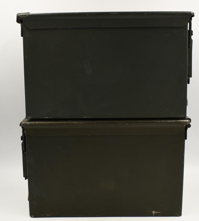 Lot of 2 Heavy Duty Metal Military Ammo Cans: Lot of 2 Heavy Duty Metal Military Ammo Cans, Both Come With Lids , Metal Ammunition Storage Containers Great For Transporting Ammunition & Storage, Both Measures Approx 6" x 11" x 7"