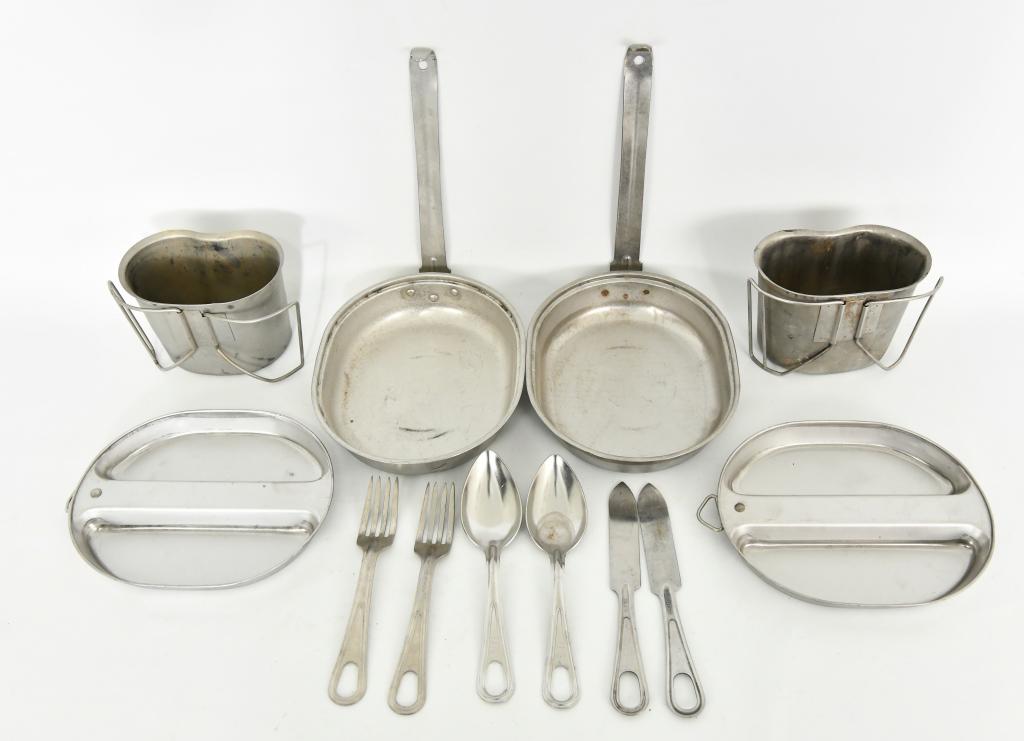 Lot of 2 U.S.G.I. Military Mess Kits & Canteen Cup: Up Next We Have a Lot of 2 U.S.G.I. Military Mess Kits & Two Canteen Cups, Also Comes With Two Knives, Forks, and Spoons.
