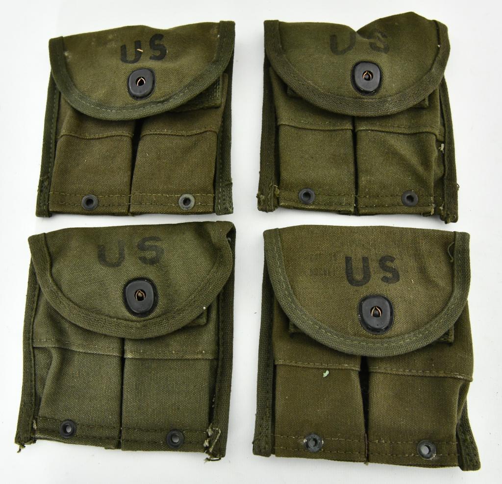 (4) U.S. Pocket, Cartridge Caliber 30 M1 Pouches: Lot contains (4) Pocket, Cartridge Caliber 30 M-1 Carbine or Rifle Pouches,(magazine) These pouches show; POCKET, AMMUNITION MAGAZINE (CAL. 30) M-1 CARBINE OR RIFLE FSN 8465-261-6922 RAINIER BELL CO I