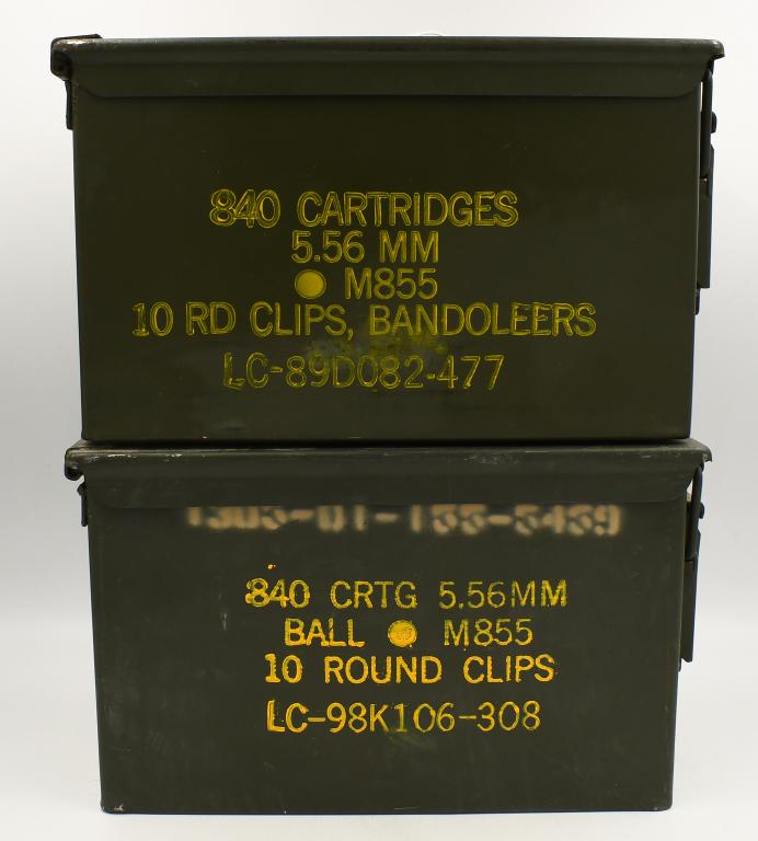 Lot of 2 Heavy Duty Metal Military Ammo Cans: Lot of 2 Heavy Duty Metal Military Ammo Cans, Both Come With Lids , Metal Ammunition Storage Containers Great For Transporting Ammunition & Storage, Both Measures Approx 6" x 11" x 7"