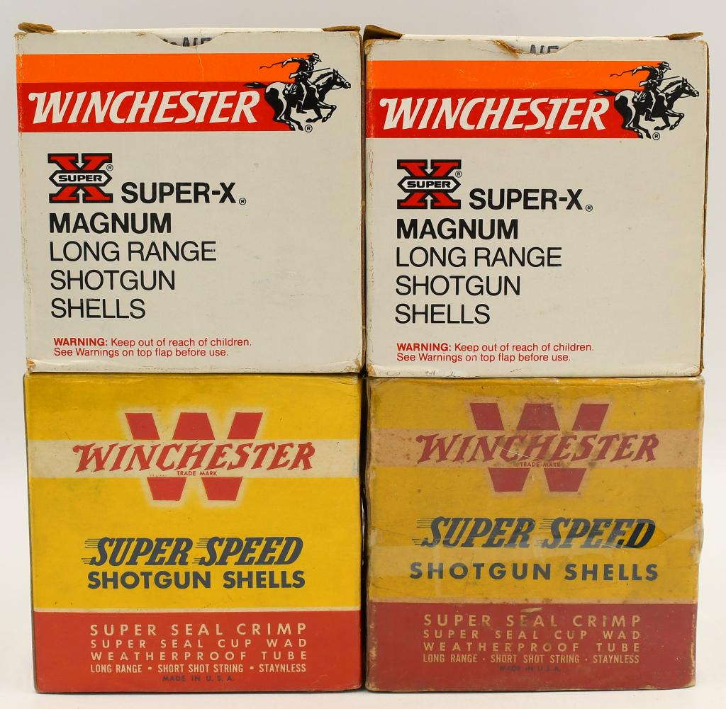 95 Rounds of Winchester 12 Ga Shotshells: 95 Rounds of Winchester 12 Ga Shotshells, 45 Rounds Are Winchester Super-X Magnum Long Range 3" 4 Shot Shotshells, 25 Rounds Are Winchester Super-Speed 2 3/4" & 25 Rounds Are 3" Shotshells