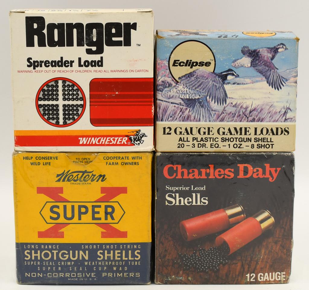 92 Rounds Of Various 12 Ga Shotshells: 92 Rounds Of Various 12 Ga Shotshells, 16+1 Extra Eclipse Game Load 8 Shot Shotshells, 25 Rounds Are Winchester Ranger Spreader Loads, 25 Rounds Are Charles Daly 2 3/4" & 25 Rounds Are Western Super-X