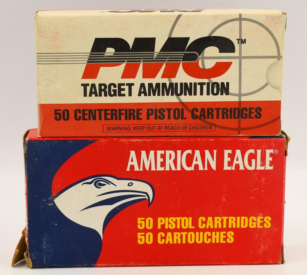 100 Rounds Of .45 Auto Ammunition: 100 Rounds Of .45 Auto Ammunition, 50 Rounds Are American Eagle 230 Grain Metal Case Ammo, & 50 Rounds Are Various Head Stamped Brass Cased Lead Flat Point Ammunition
