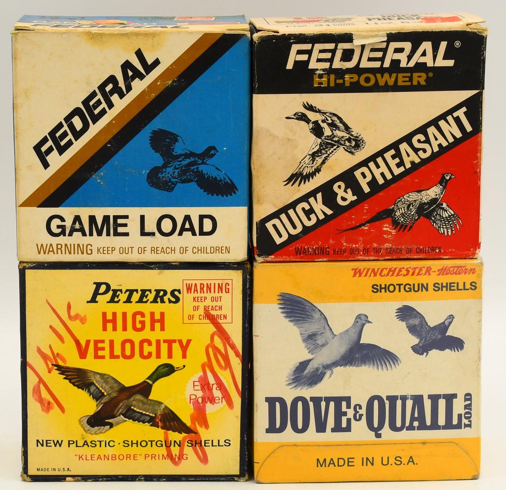 100 Rounds Of Various 12 Ga Shotshells: 100 Rounds Of Various 12 Ga Shotshells, 25 Rounds Are Petes 2 3/4" Kleanbore Shotshells, 25 Rounds Are Winchester Western Dove & Quail 2 3/4" Shotshells, 25 Rounds Are Federal Game Load Shotshells, & 