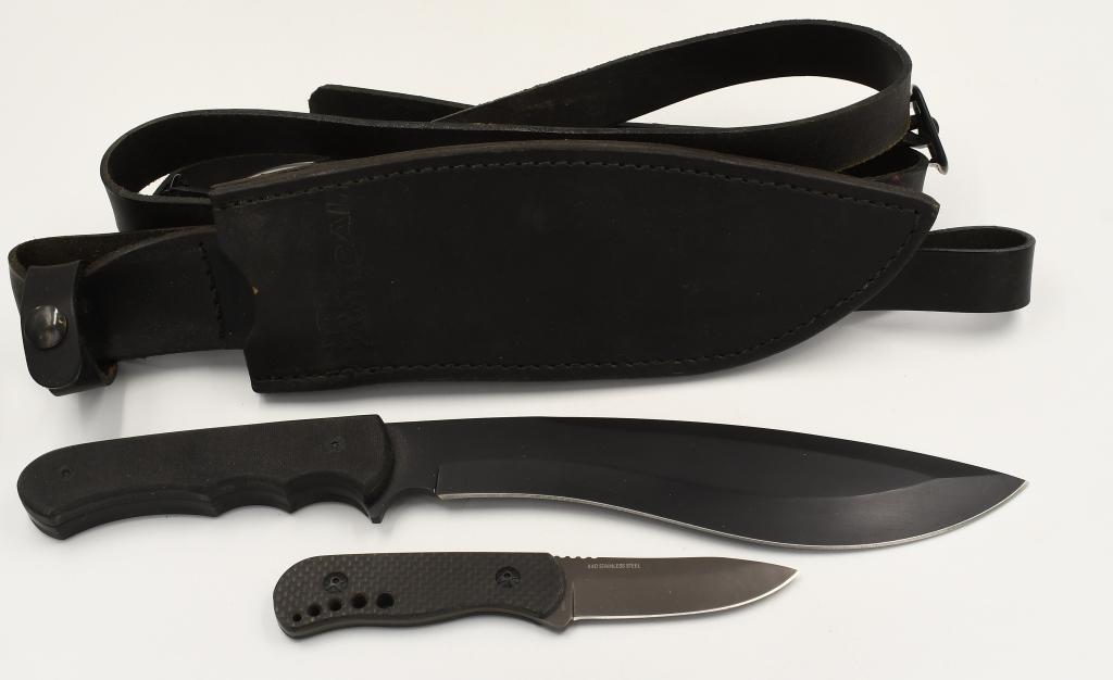 NRA Tactical Fix Blade Knife & 1 NRA Tactical: Throwing; NRA Tactical Fix Blade Knife & 1 NRA Tactical Throwing Knife, Comes With Leather NRA Tactical Sheath , Big Knife Measures Approx 13.5" Overall Length, & Small Knife Measures Approx 6 3/4" Lo