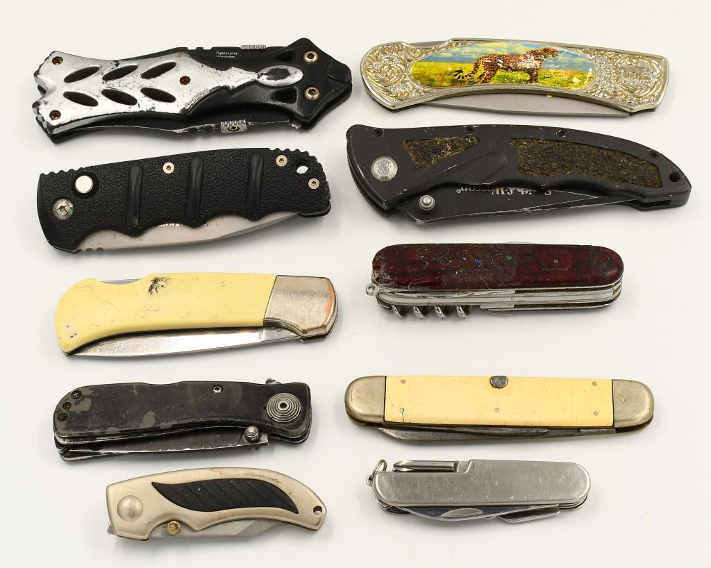 Lot of 10 Various Folding Pocket Knives: Lot of 10 Various Folding Pocket Knives, Various Sizes , Some Have Decorative Handles, Various Brands, Includes A Couple Multi Tools, & Mini Pocket Knives
