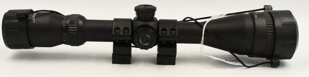 Center Point 3-9x40AO Rifle Scope & Scope Rings: Center Point 3-9x40AO Rifle Scope & Scope Rings, Variable Zoom , Adjustable Eye Relief, Appears in Excellent Condition , 1" Straight Tube , Also Comes With 1" Scope Rings