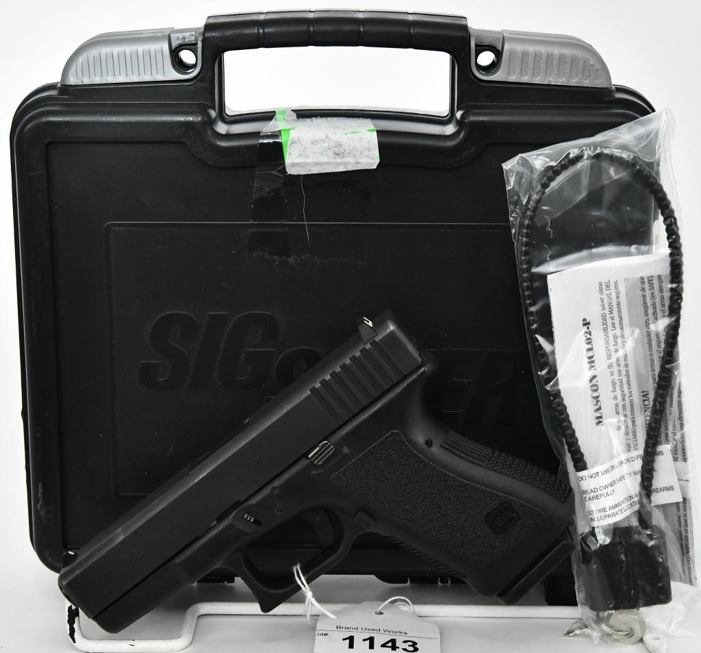 Glock 23 Gen 2 Semi Auto Pistol .40 S&W: Up Next We Have a Glock 23 Gen 2 Semi Auto Pistol Chambered in .40 S&W, Comes With One 13 Round Magazine, Goal Post Sight, In Overall Great Pre-owned Condition and Comes in a Sig Hardcase With Lock.