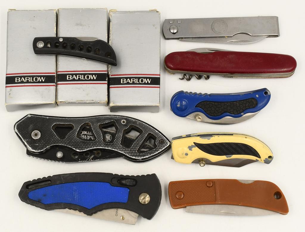 Lot of 8 Various Folding Pocket Knives: Lot of 8 Various Folding Pocket Knives, Various Sizes , Various Brands, 2 Are New in Box Barlow Knives, Includes Some Mini Pocket Knives & Larger Size Pocket Knives