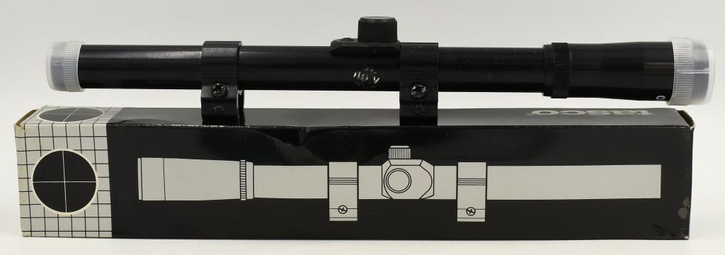 Vintage Tasco 4x15mm Rifle Scope New in Box: Vintage Tasco 4x15mm Rifle Scope New in Box, RF4x15 , Full Coated Optics Rifle Scope In Original Box , Appears New Made In USA , Also Comes With Scope Rings