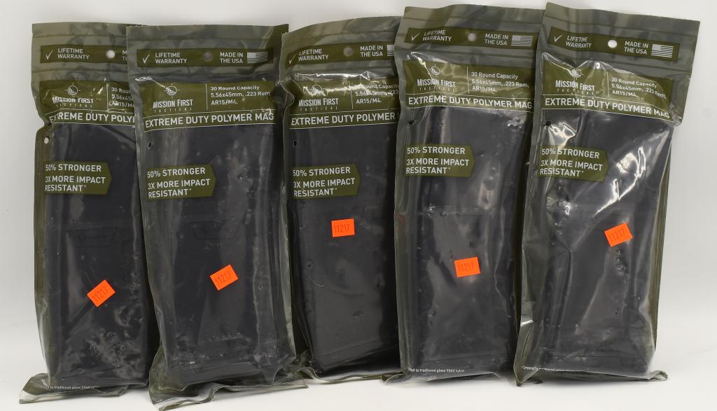 5 NIP Mission First Tactical 30 Round AR-15 Mags: 5 NIP Mission First Tactical 30 Round AR-15 Magazines, Polymer AR-15 Magazine 5.56x45mm/.223 Rem/.300 AAC Mission First Tactical produces rifle and carbine parts and accessories for the Law Enforcemen