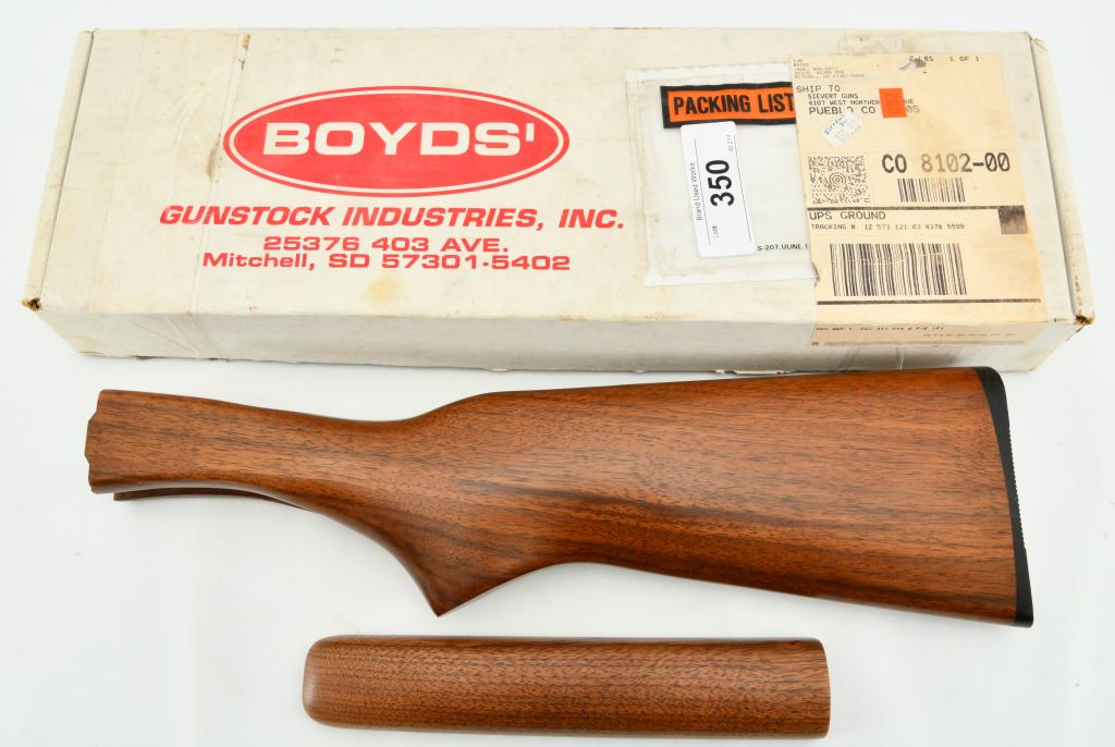Boyds Stevens Model 311 Type 2 Wood Stock & Forend: Boyds Stevens Model 311 Type 2 Wood Stock & Forend, Both Appear In Excellent Condition Top Tang Width: 5/8" Top Tang Length: 3 1/4" Bottom Tang Width: 5/8" Bottom Tang Length: 3 7/8" Stock Height at R