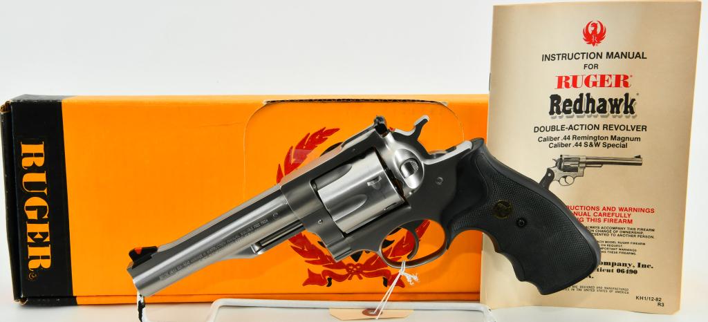 Ruger Redhawk Stainless Revolver .44 Magnum 5 1/2": Up Next We Have a Stainless Ruger Redhawk Revolver Chambered in .44 Magnum, Model KRH-445, Equipped With a 5 1/2" Barrel, Comes in The Factory Box With Paperwork, Overall in Pristine Like New Conditio