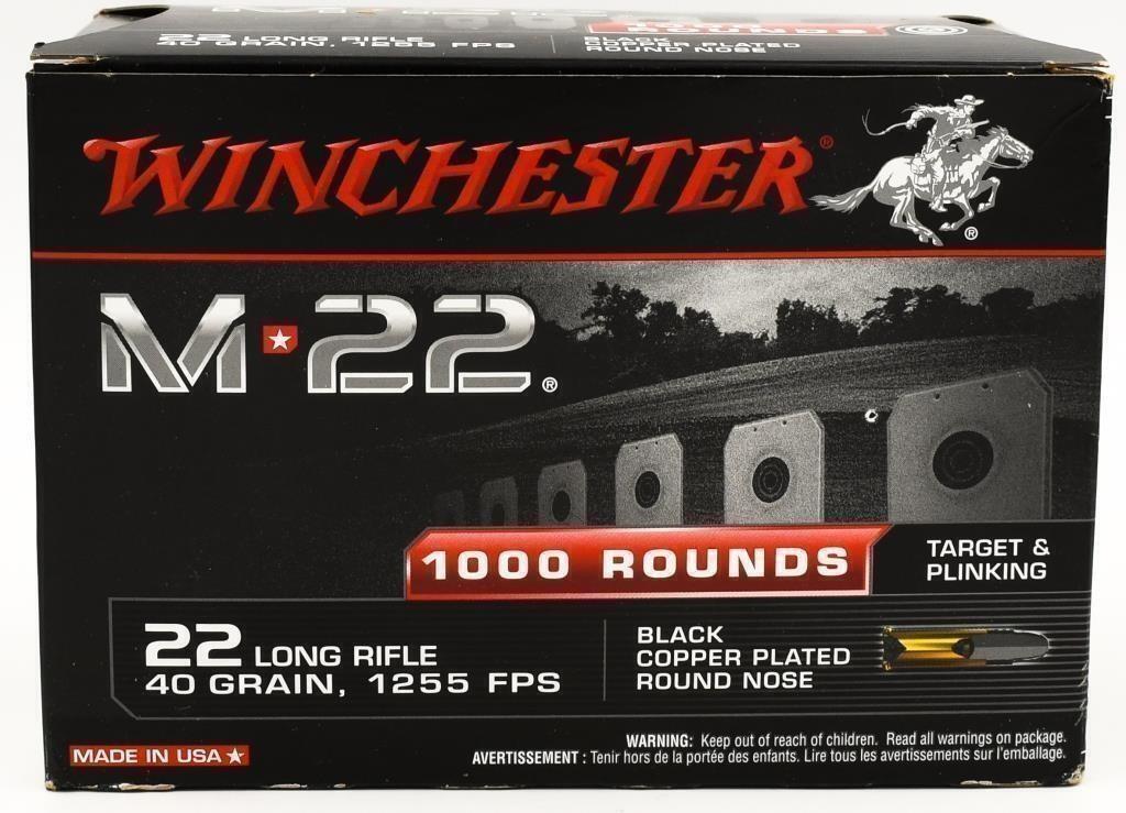 1000 Rounds Of Winchester M22 .22 LR Ammunition: 1000 Rounds Of Winchester M22 .22 LR Ammunition , Black Copper Plated Round Nose Ammo, Target & Plinking , Made In USA, Value Pack