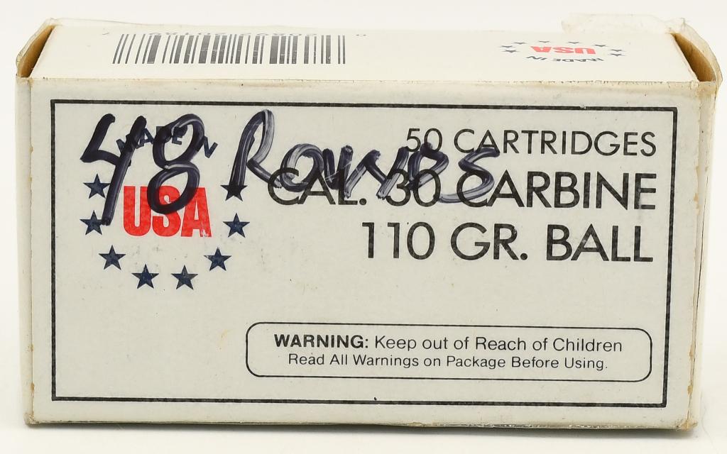 48 Rounds Of Winchester .30 Carb Ammunition: 48 Rounds Of Winchester .30 Carb Ammunition, 110 Grain .30 Carbine Brass Cased Ball Ammunition Made In USA