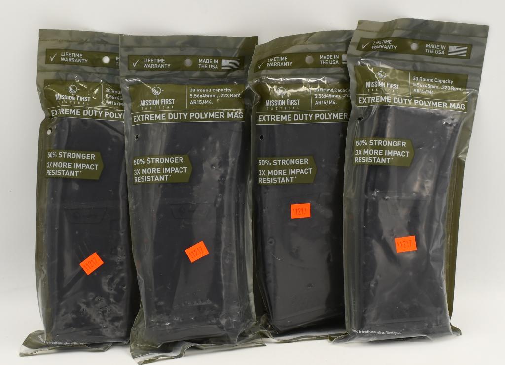 4 NIP Mission First Tactical 30 Round AR-15 Mags: 4 NIP Mission First Tactical 30 Round AR-15 Magazines, Polymer AR-15 Magazine 5.56x45mm/.223 Rem/.300 AAC Mission First Tactical produces rifle and carbine parts and accessories for the Law Enforcemen
