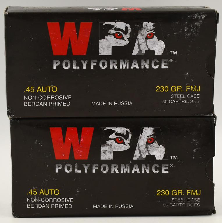 100 Rds Wolf Polyformance .45 ACP Ammunition: 100 Rds Wolf Polyformance .45 ACP Ammunition, 230 Grain Bi-Metal FMJ Steel Case 850 fps Wolf Performance ammunition is an excellent choice for a high volume shooter, delivering quality and reliability