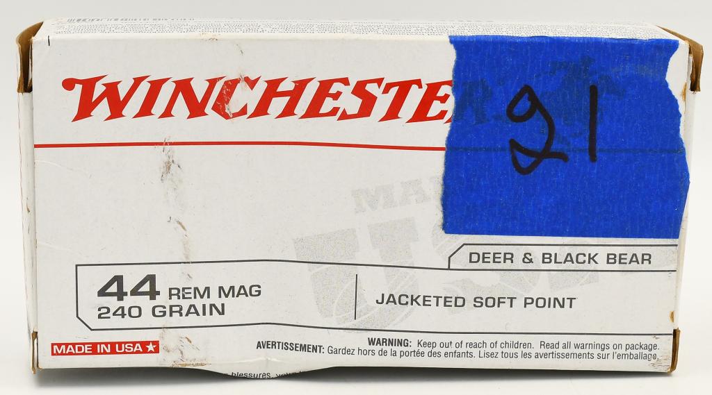 21 Rounds Of Winchester .44 Magnum Ammunition: 21 Rounds Of Winchester .44 Magnum Ammunition JSP, 240 Grain In 1873, less than a decade after the Civil War and when Westward expansion was in full gallop, Winchester introduced the first successful 