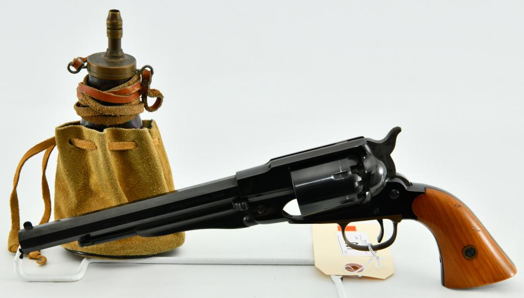 1858 Remington New Army Model .44 Cal Pietta BP: The Remington Model 1858 was one of the most powerful and rugged single-action revolvers of its day. Easily removable, replaceable cylinders made reloading extremely fast. The highly Euro Arms Italian