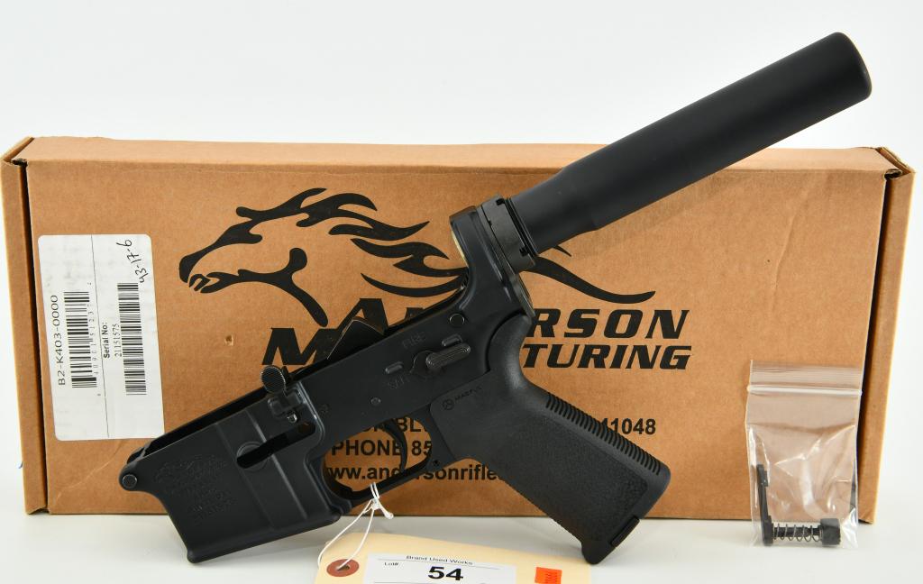 Anderson Complete AR-15 Pistol Lower Receiver: Up Next We Have a Brand New Anderson Complete AR-15 Pistol Lower Receiver, Comes in The Factory Box. FEATURES: Caliber: Multi- cal Metal finish: Colored Complete assembled lower Lower parts kit Pistol