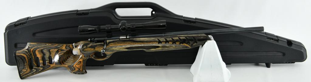 Savage Mark II Mako Bolt Rifle .22 LR: Up Next We Have a Savage Mark II Mako Bolt Rifle Chambered in .22 LR, Equipped With a 21" Heavy Bull Barrel, in an Awesome Thumbhole Laminate Stock, AccuTrigger, Comes With One Magazine, Topped With a