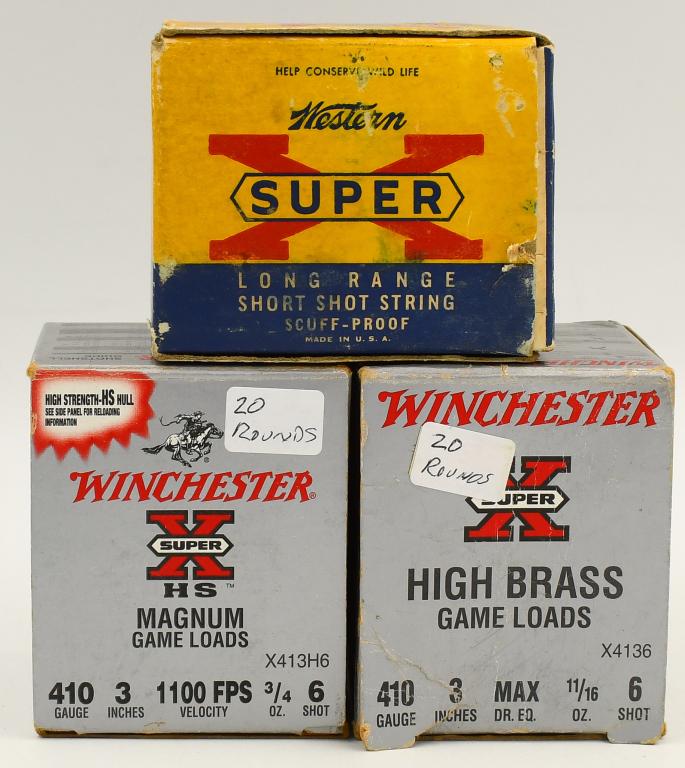 Approx 65 Rounds Of Various .410 Ga Shotshells: Approx 65 Rounds Of Various .410 Ga Shotshells, Winchester Western Super-X 3" Plastic Shotshells