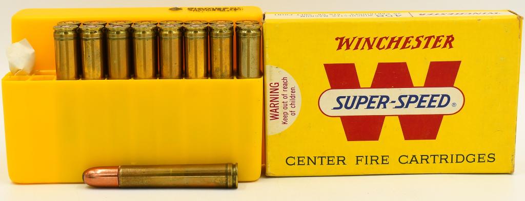 37 Rounds Of Winchester .458 Win Mag Ammunition: 37 Rounds Of Winchester .458 Win Mag Ammunition, 510 Grain Brass Cased Round Nose Soft Point Ammo With 1 Plastic Ammunition Storage Container