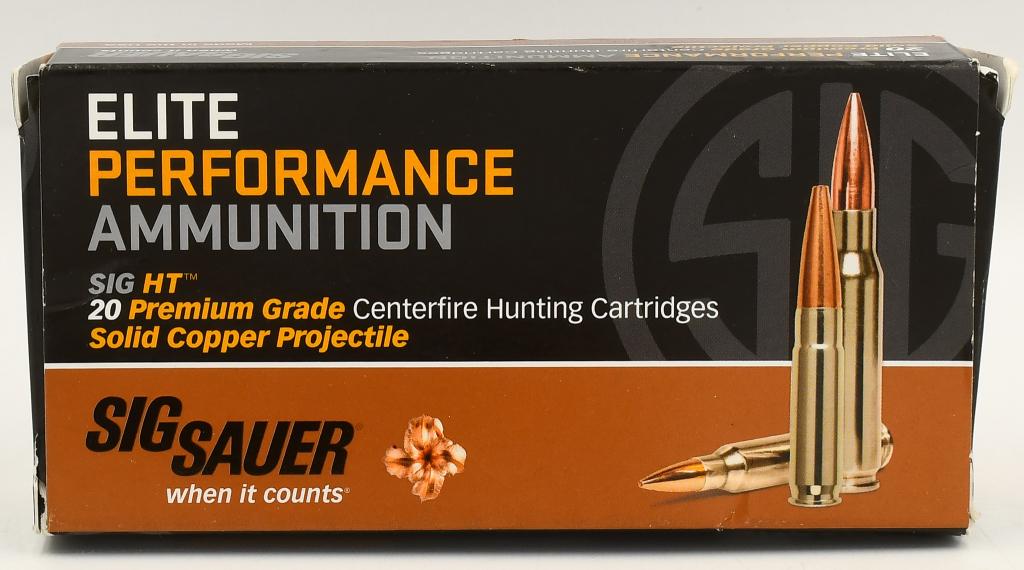 20 Rounds of SIG Sauer HT Elite 6.5 Creedmoor Ammo: 20 Rounds of SIG Sauer HT Elite Performance Hunting 6.5 Creedmoor Ammunition 20 Rounds 120 Grain Solid Copper Expanding 2825fps SIG Sauer HT Elite Hunting cartridges are manufactured as a superior hun