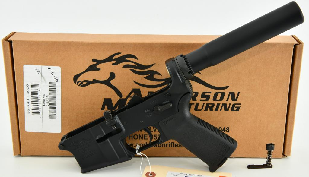Anderson Complete AR-15 Pistol Lower Receiver: Up Next We Have a Brand New Anderson Complete AR-15 Pistol Lower Receiver, Comes in The Factory Box. FEATURES: Caliber: Multi- cal Metal finish: Colored Complete assembled lower Lower parts kit Pistol