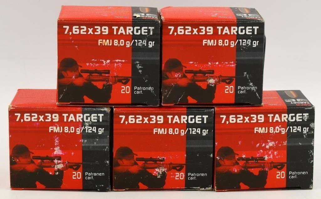100 Rounds Of Greco 7.62x39 Target Ammunition: 100 Rounds Of Greco 7.62x39 Target Ammunition , Full Metal Jacket, 124 Grain Brass Cased Target Grade Ammunition